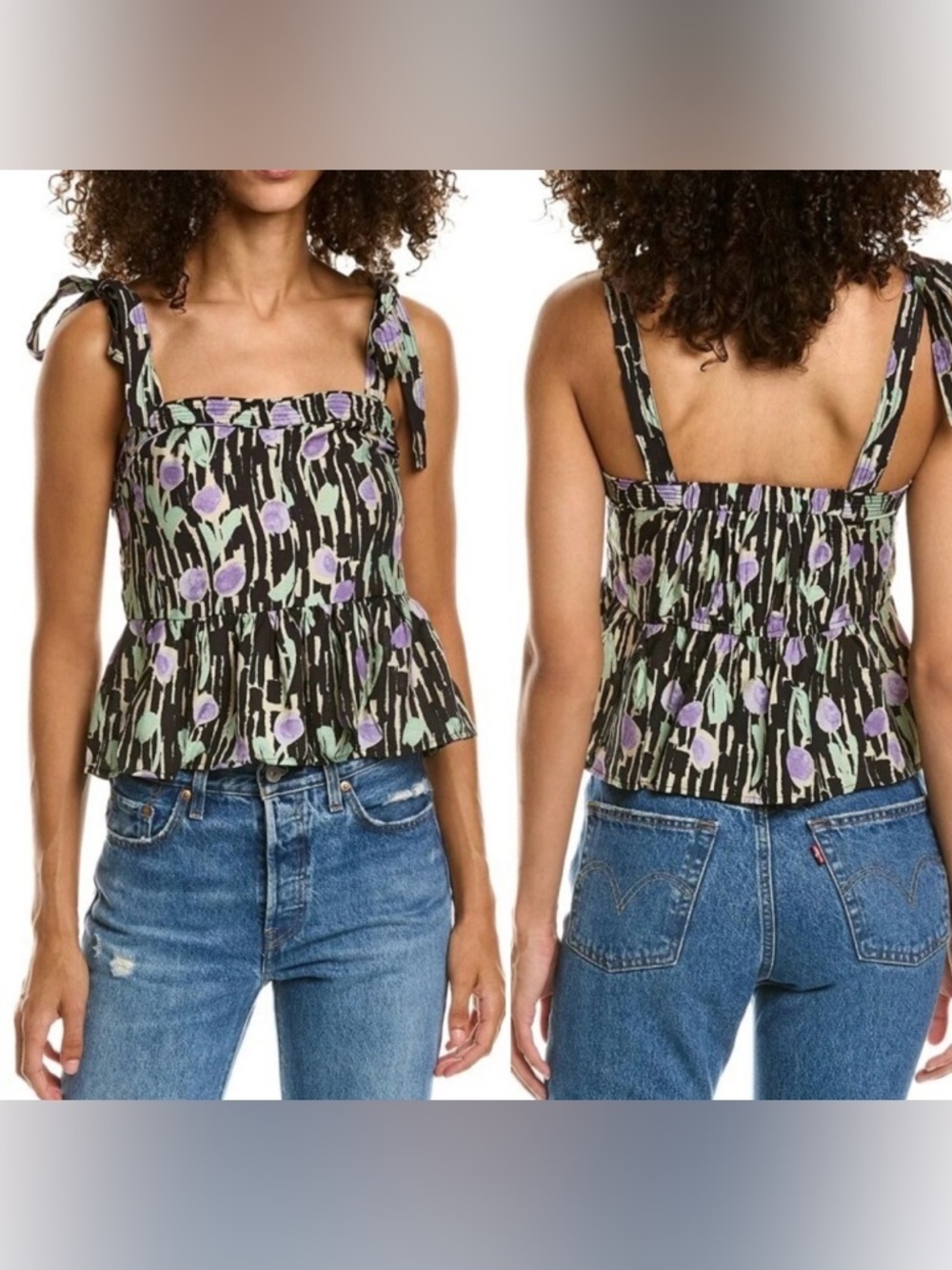 Moon River Black and Purple Floral Blouse